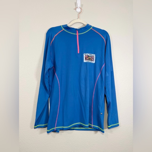 Banana Boat Other - Banana Boat Rash Guard Swimming Shirt Blue Pink Green Neon Zipper Women XL